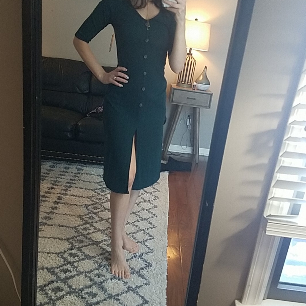 NWT FOREST GREEN MIDI DRESS